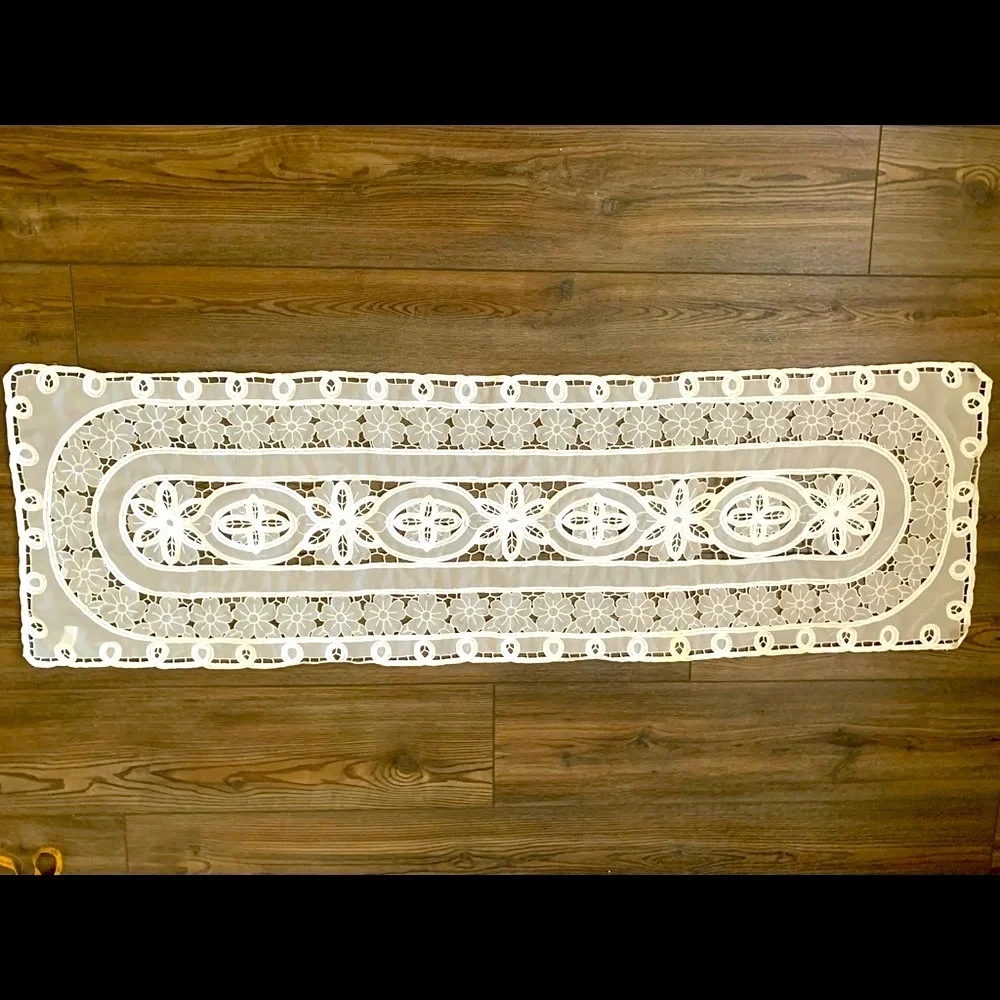 Elegant White Lace Table Runner